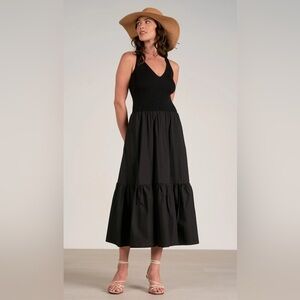 Elan Black Bobby Mixed Media Tank Dress